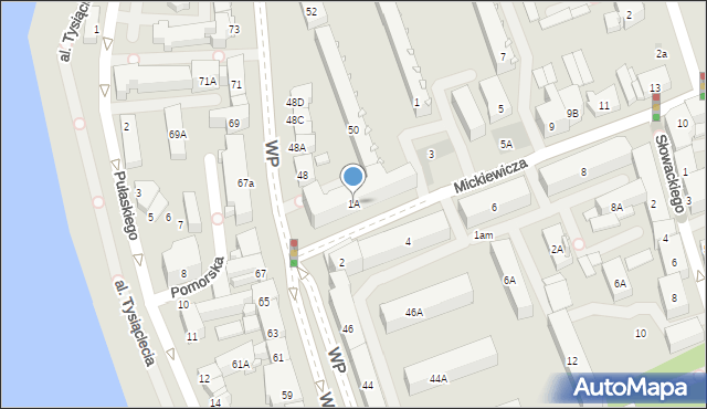 Ełk, Mickiewicza Adama, 1A, mapa Ełku