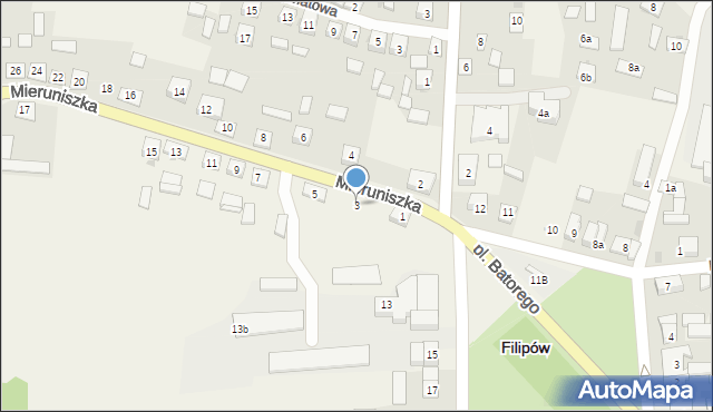 Filipów, Mieruniszka, 3, mapa Filipów