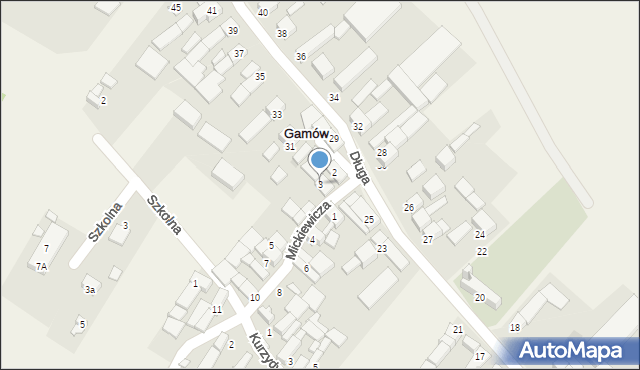 Gamów, Mickiewicza Adama, 3, mapa Gamów