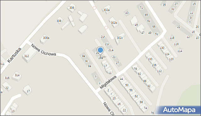 Gdańsk, Migdałowa, 19a, mapa Gdańska