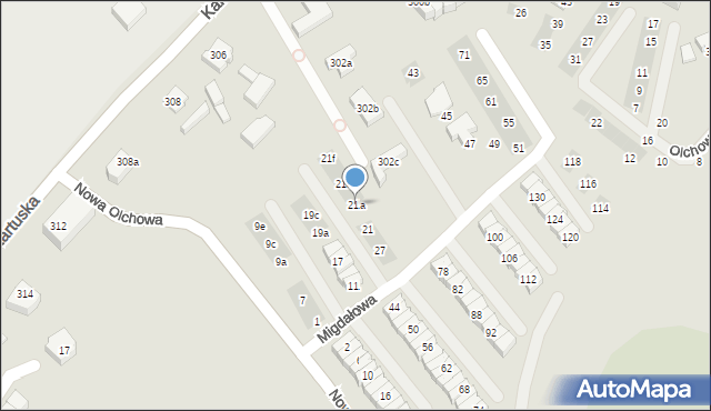 Gdańsk, Migdałowa, 21a, mapa Gdańska