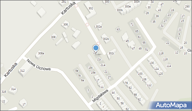 Gdańsk, Migdałowa, 21e, mapa Gdańska