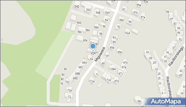 Gdańsk, Migowska, 62A, mapa Gdańska