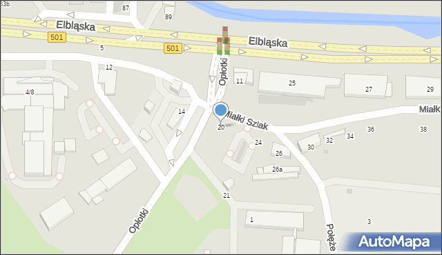 Gdańsk, Miałki Szlak, 20, mapa Gdańska