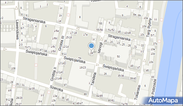 Gdańsk, Minogi, 1a, mapa Gdańska