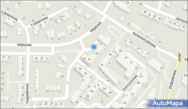 Gdynia, Miętowa, 1c, mapa Gdyni
