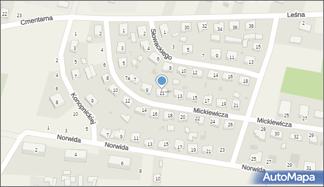 Gidle, Mickiewicza Adama, 11, mapa Gidle