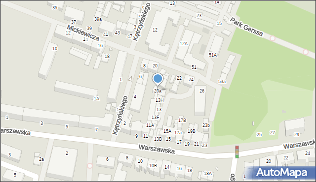 Giżycko, Mickiewicza Adama, 20a, mapa Giżycko