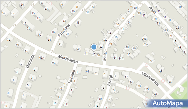 Gliwice, Mickiewicza Adama, 40, mapa Gliwic
