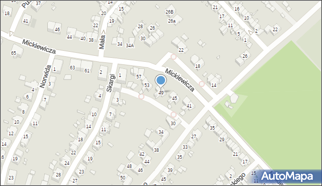 Gliwice, Mickiewicza Adama, 49, mapa Gliwic