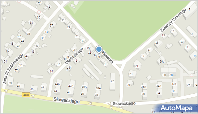 Gliwice, Mickiewicza Adama, 5, mapa Gliwic