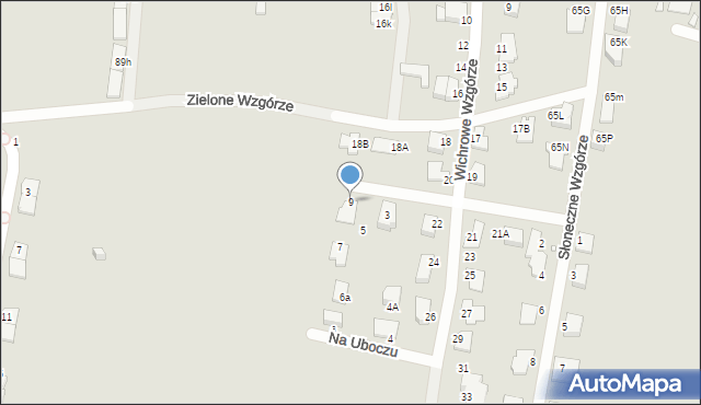 Gliwice, Między Wzgórzami, 9, mapa Gliwic