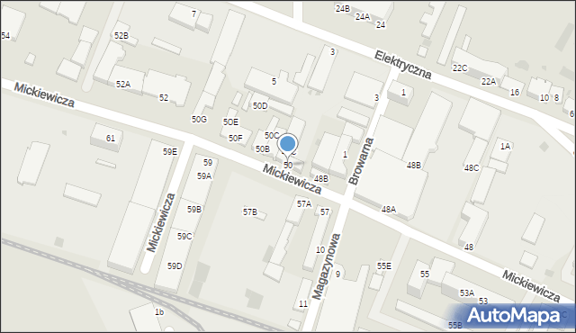 Głogów, Mickiewicza Adama, 50, mapa Głogów