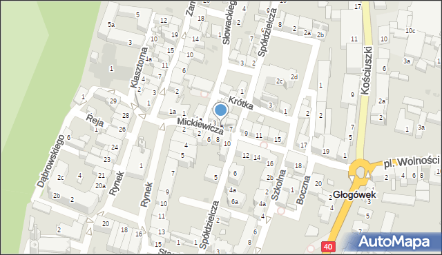Głogówek, Mickiewicza Adama, 5, mapa Głogówek