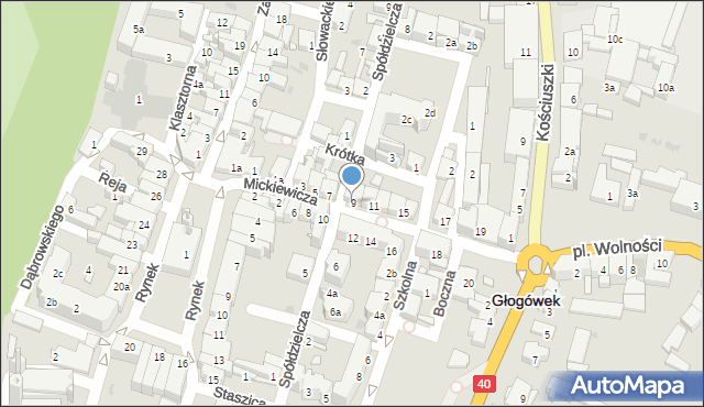 Głogówek, Mickiewicza Adama, 9, mapa Głogówek