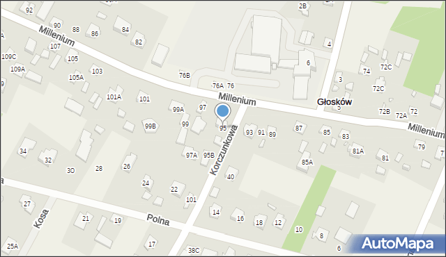 Głosków, Millenium, 95, mapa Głosków