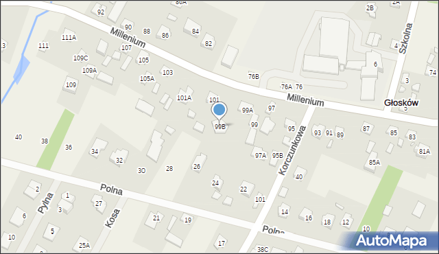 Głosków, Millenium, 99B, mapa Głosków