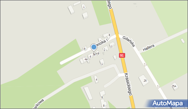 Gniew, Mieszka I, 3a, mapa Gniew