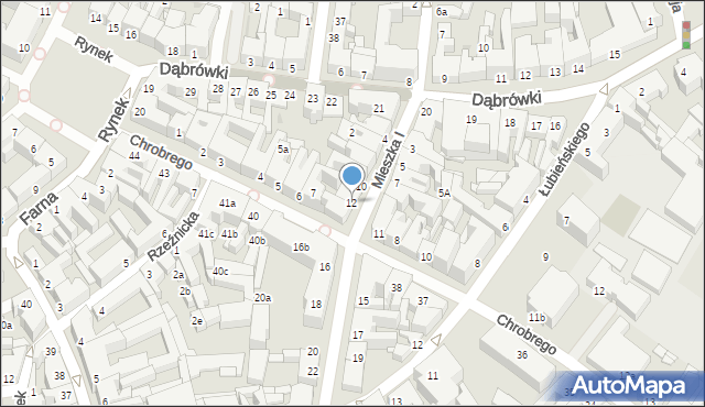 Gniezno, Mieszka I, 12, mapa Gniezna