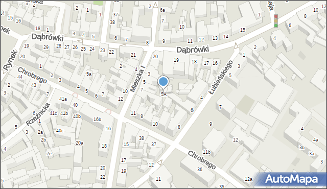 Gniezno, Mieszka I, 5A, mapa Gniezna