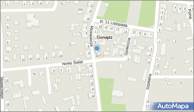 Goniądz, Mickiewicza Adama, 11, mapa Goniądz