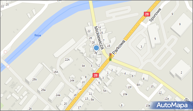 Gorlice, Mickiewicza Adama, 34, mapa Gorlic