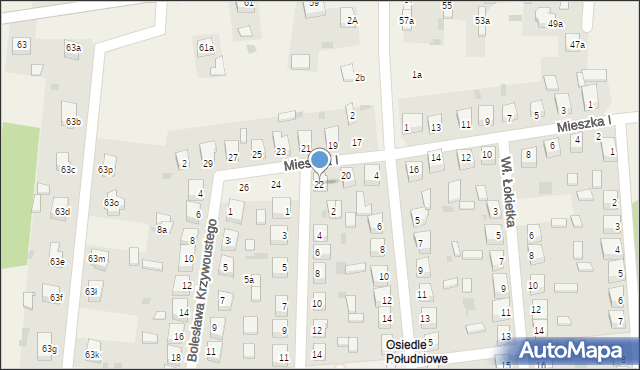 Gorzkowice, Mieszka I, 22, mapa Gorzkowice