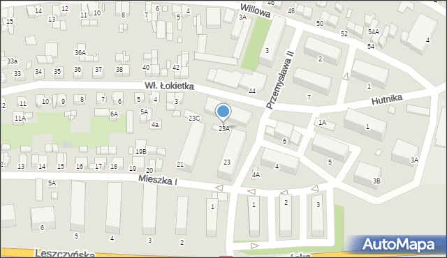 Gostyń, Mieszka I, 23A, mapa Gostyń