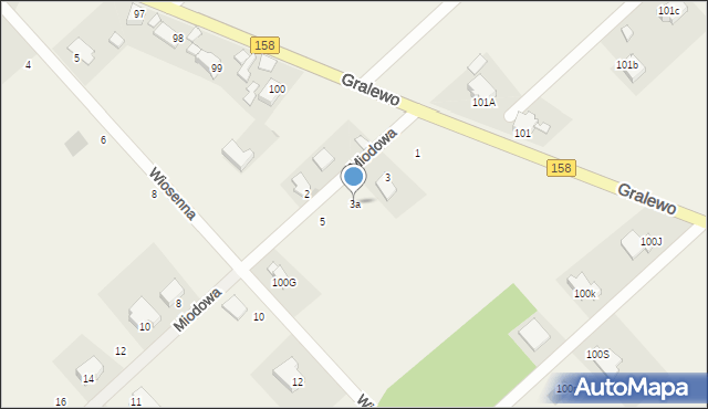 Gralewo, Miodowa, 3a, mapa Gralewo