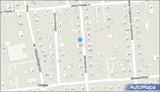 Grójec, Mickiewicza Adama, 36, mapa Grójec