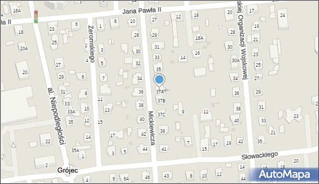 Grójec, Mickiewicza Adama, 37A, mapa Grójec