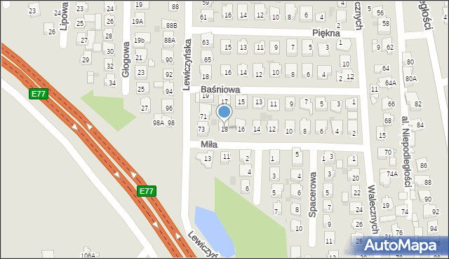 Grójec, Miła, 18, mapa Grójec