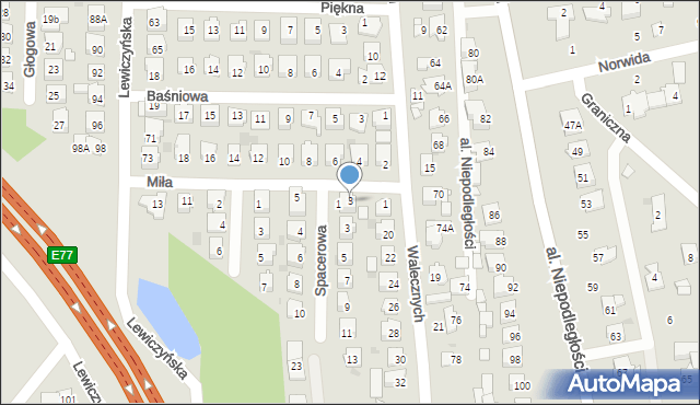 Grójec, Miła, 3, mapa Grójec