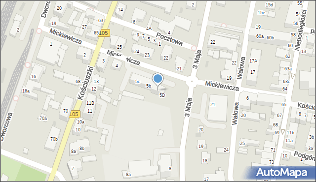 Gryfice, Mickiewicza Adama, 5a, mapa Gryfice