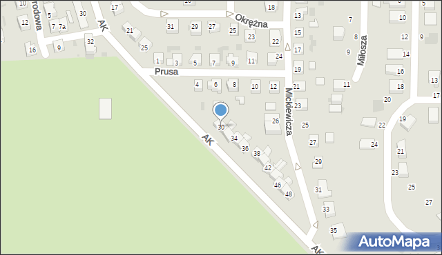 Gryfino, Mickiewicza Adama, 30, mapa Gryfino