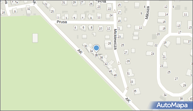 Gryfino, Mickiewicza Adama, 36, mapa Gryfino