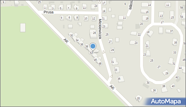 Gryfino, Mickiewicza Adama, 42a, mapa Gryfino