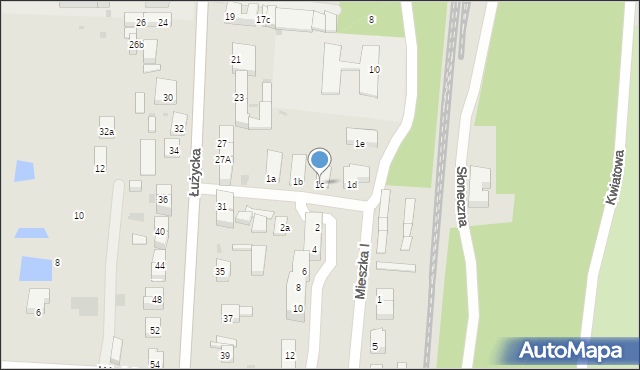Gryfino, Mieszka I, 1c, mapa Gryfino