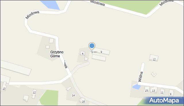 Grzybno, Miodowa, 7, mapa Grzybno