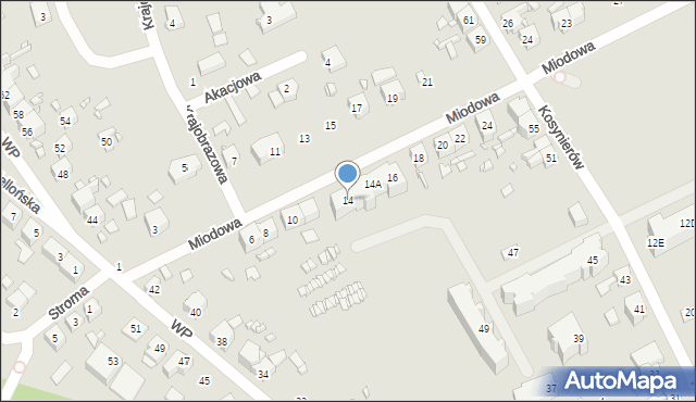 Gubin, Miodowa, 14, mapa Gubin