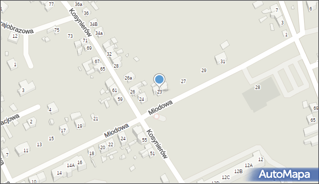 Gubin, Miodowa, 23, mapa Gubin