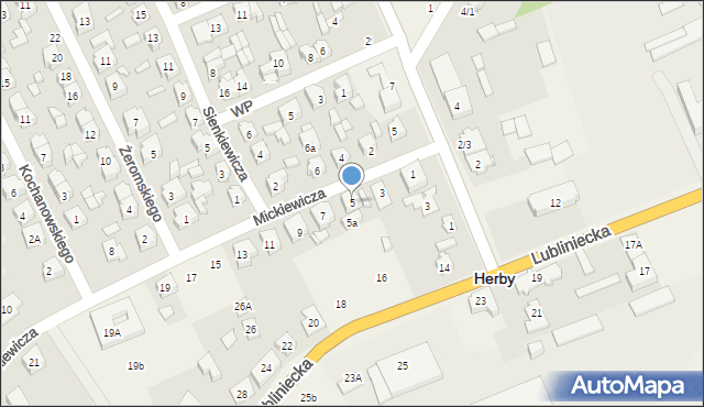 Herby, Mickiewicza Adama, 5, mapa Herby