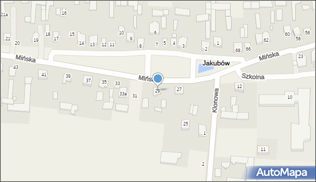 Jakubów, Mińska, 29, mapa Jakubów