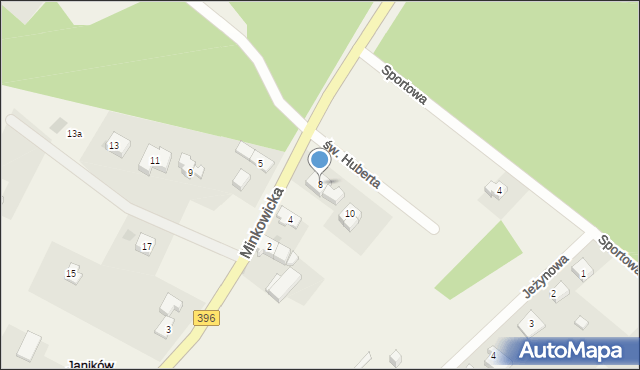 Janików, Minkowicka, 8, mapa Janików