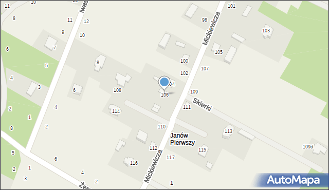 Janów, Mickiewicza Adama, 106, mapa Janów