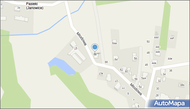 Janowice, Miodowa, 68, mapa Janowice