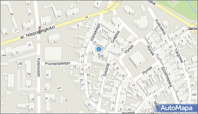Jarocin, Mickiewicza Adama, 4, mapa Jarocin