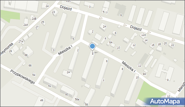 Jędrzejów, Mieszka I, 4, mapa Jędrzejów