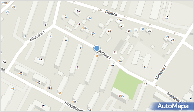 Jędrzejów, Mieszka I, 8, mapa Jędrzejów