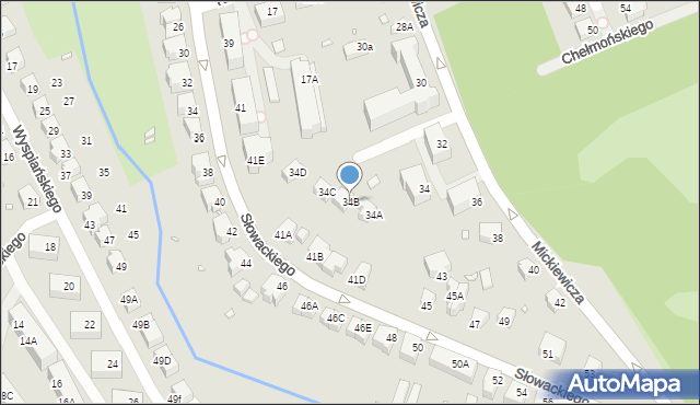 Jelenia Góra, Mickiewicza Adama, 34B, mapa Jelenia Góra